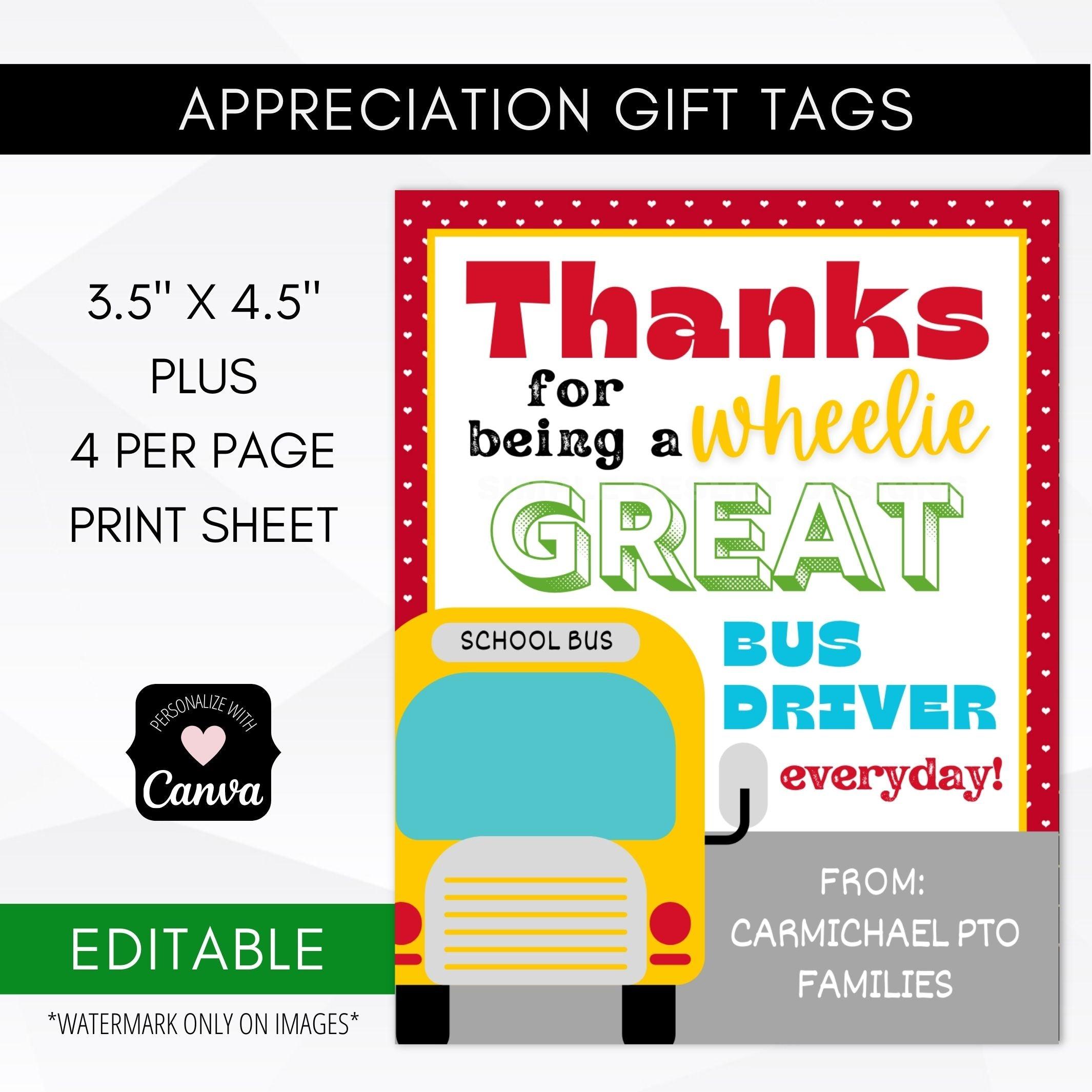 Bus driver appreciation tags