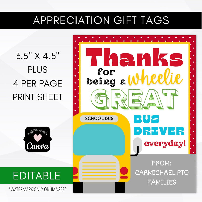 Bus driver appreciation tags