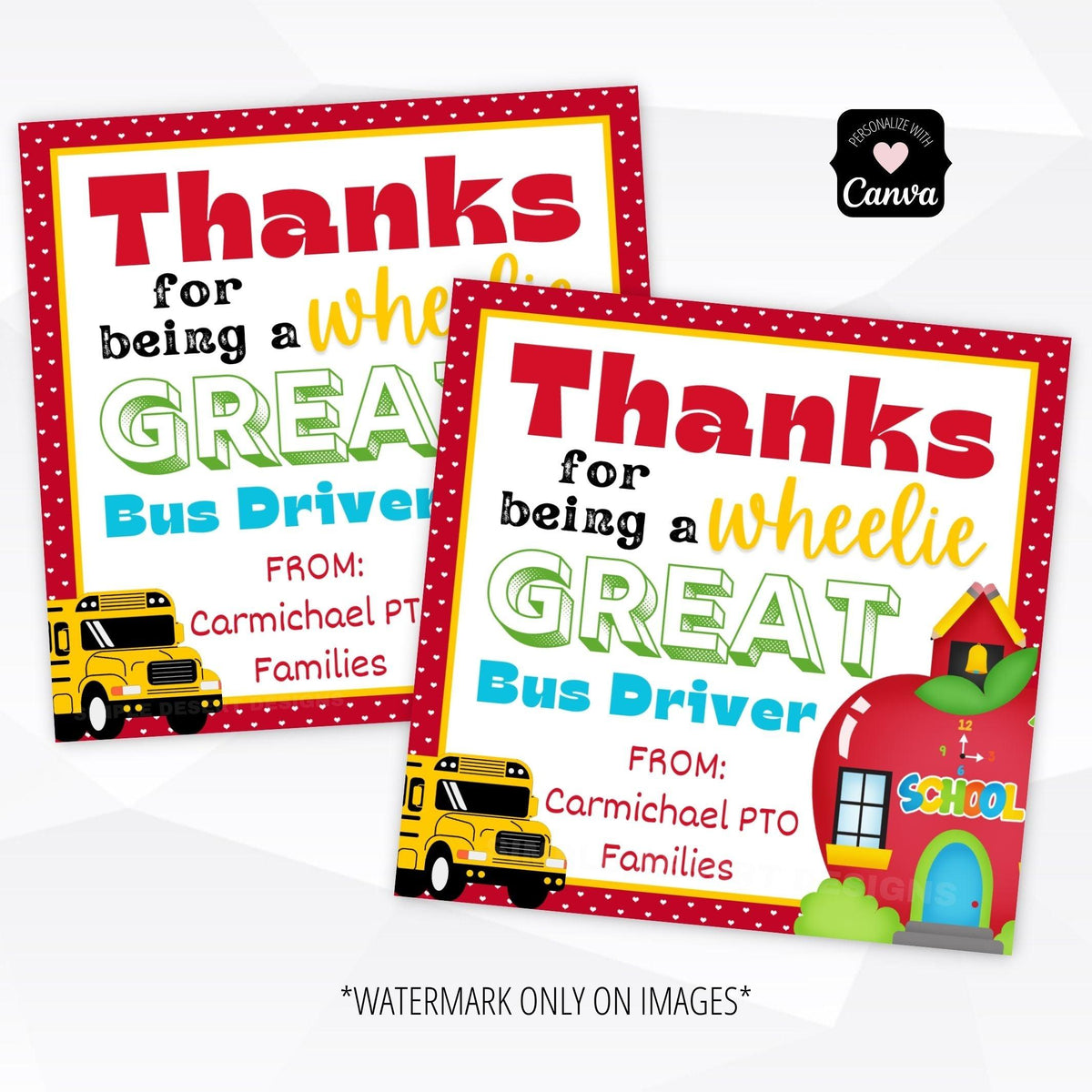 Bus Driver Appreciation Tag Template - Simple Desert Designs