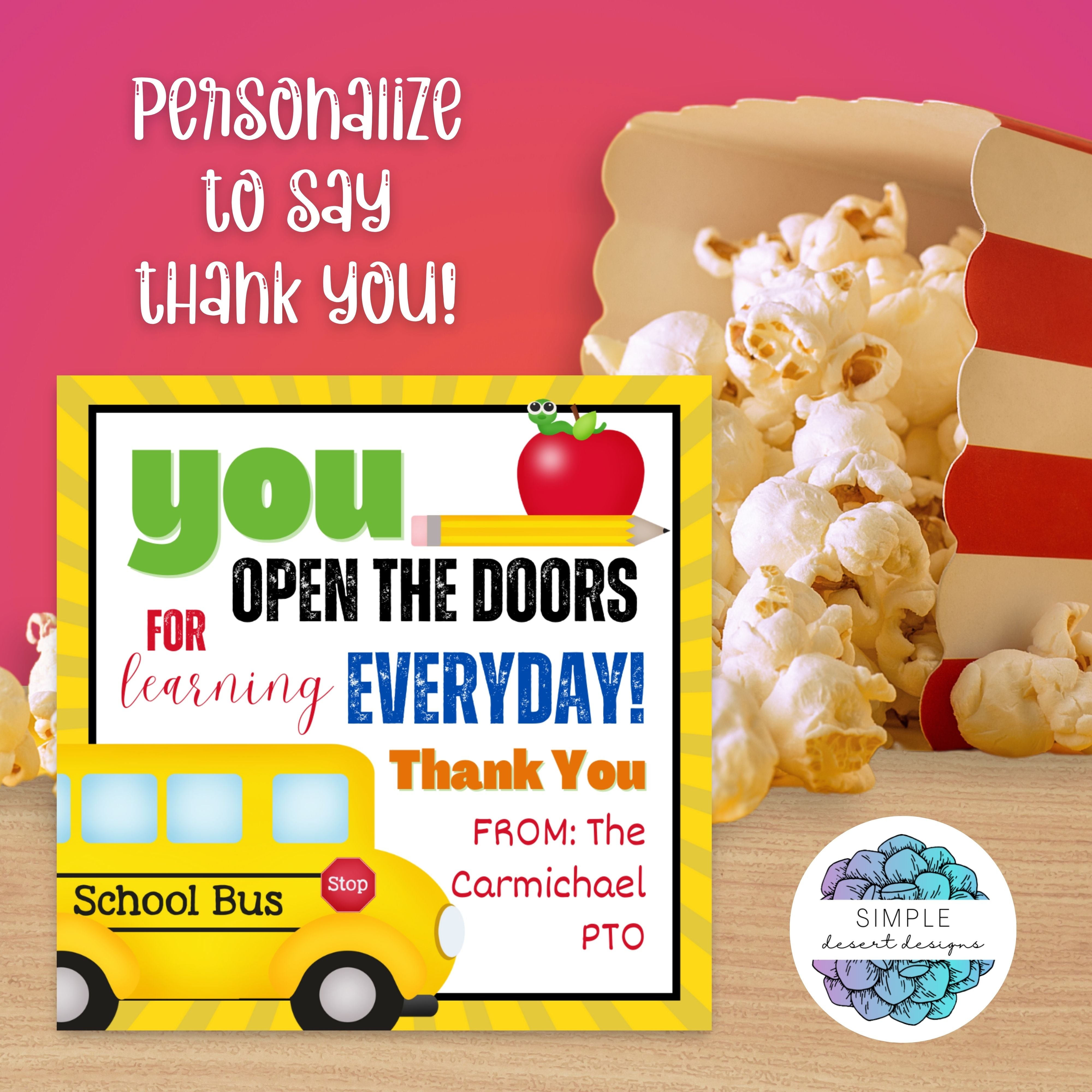 bus driver gift tags from kids student teacher administration PTO PTA parents