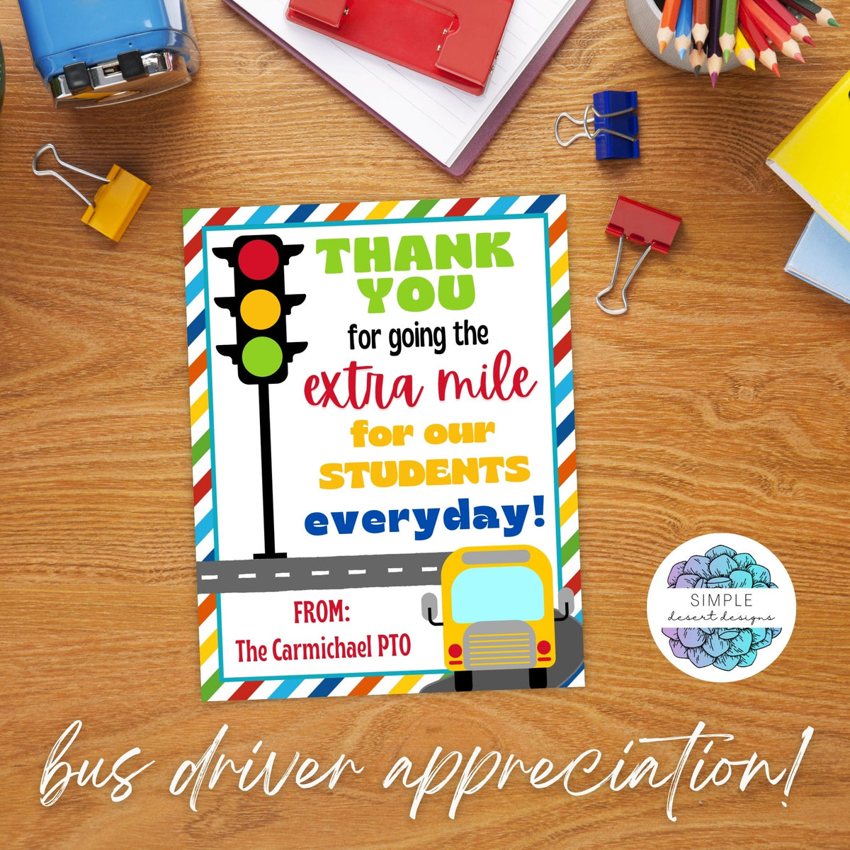 Bus Driver Appreciation Gift Tag Template - Simple Desert Designs