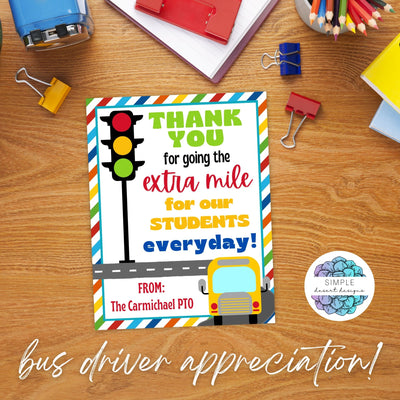 cute bus driver appreciation gift tag idea
