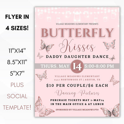 rose gold daddy daughter dance invitation set editable printable digital download