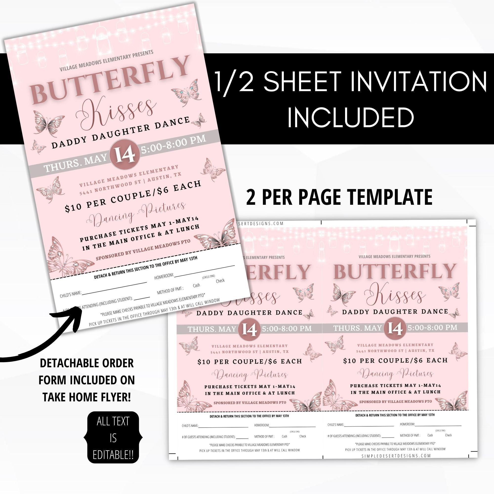 non profit charity benefit dance flyer poster sign ticket set for advertising daddy daughter dance