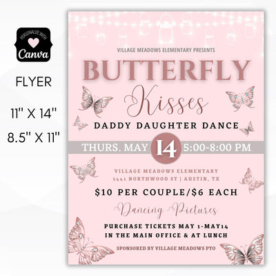 Butterfly Kisses Themed Dance | Father Daughter Dance Flyer - Simple Desert Designs
