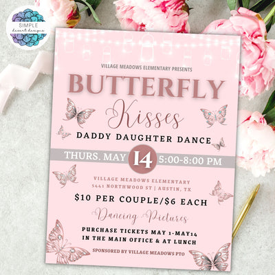 butterfly kisses dance flyer with decorations