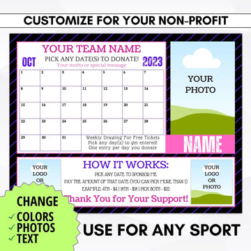Calendar Fundraiser Templates Any Sport – Simple Desert Designs