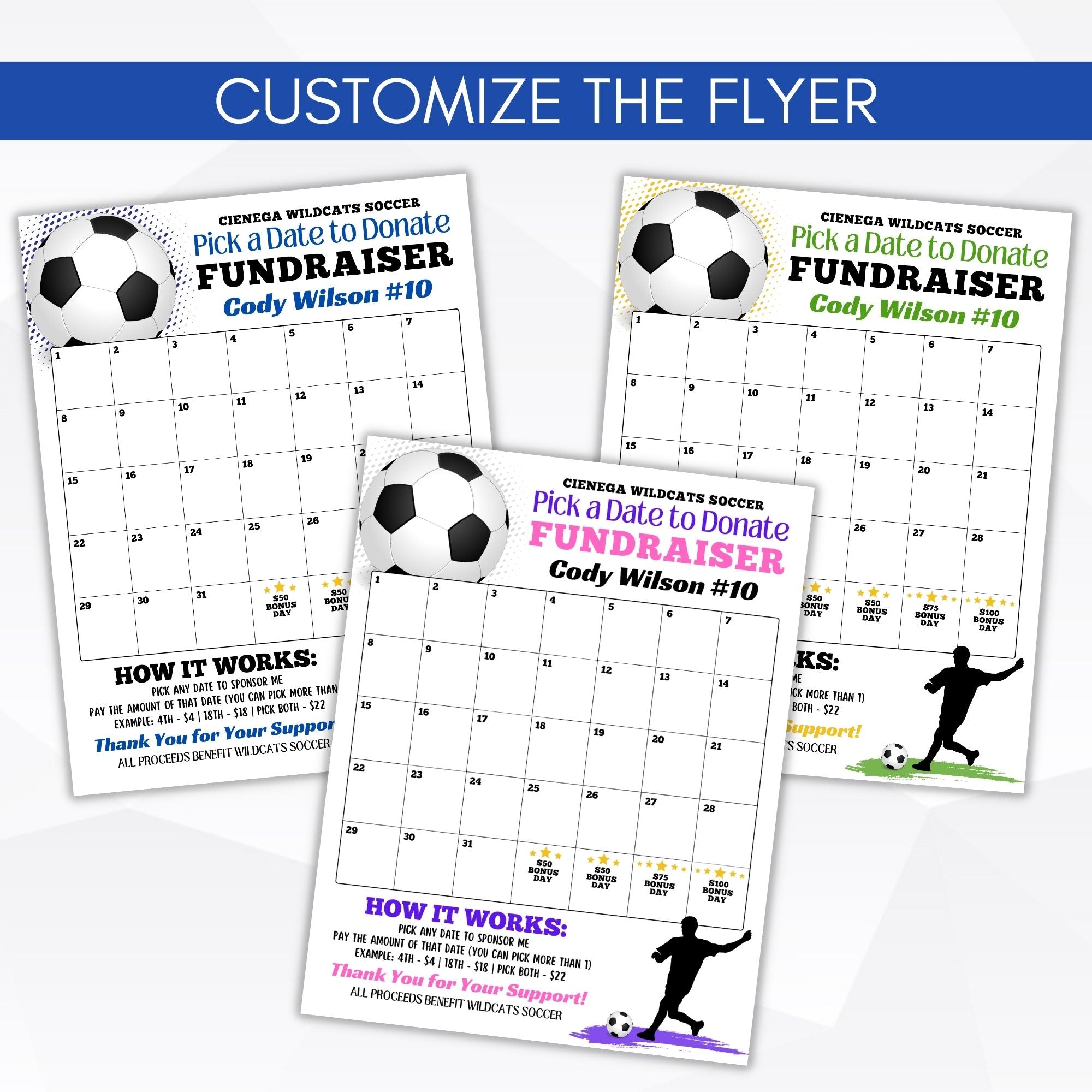 Soccer Fundraising Calendar Template – Simple Desert Designs