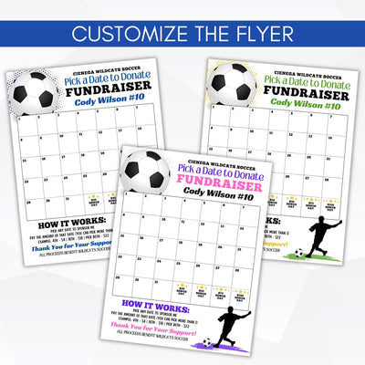 pick a day to donate calendar fundraiser for soccer