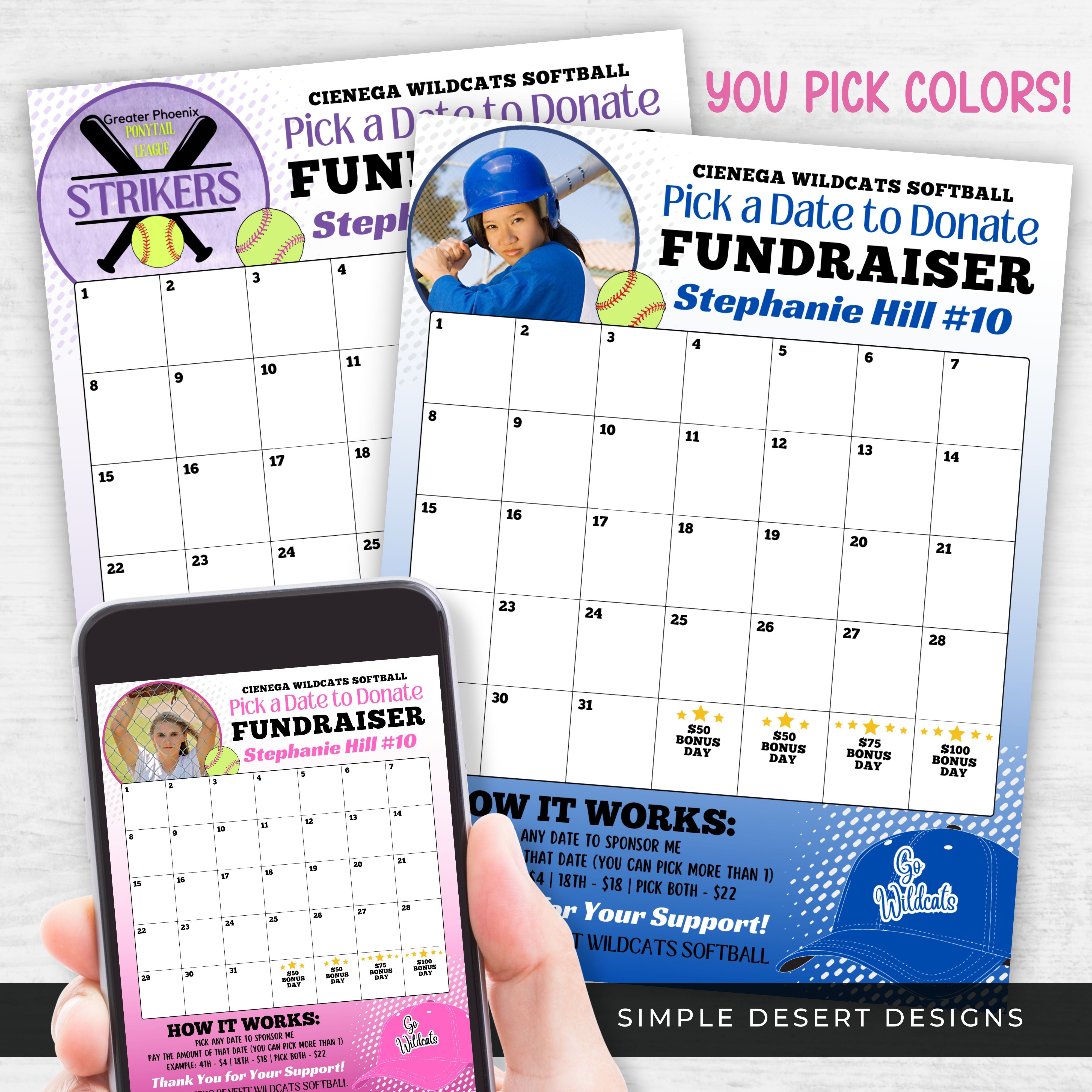 Photo Calendar Fundraiser for Softball – Simple Desert Designs