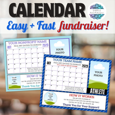 fully customizable calendar fundraiser template for any sport or nonprofit organization