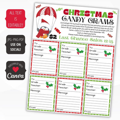 holiday candy grams school pto pta