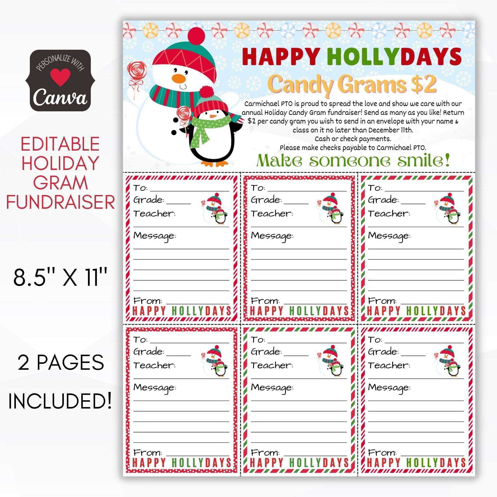 candy grams fundraiser sheet editable