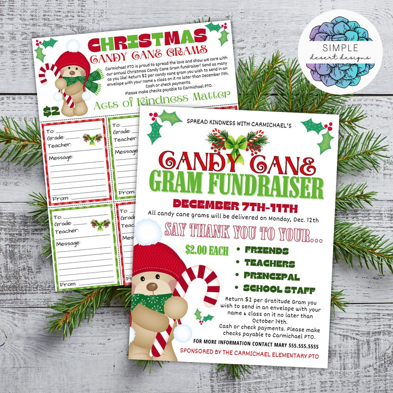 candy cane gram fundraiser flyers