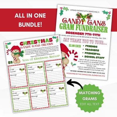 all-in-one candy cane gram fundraiser bundle