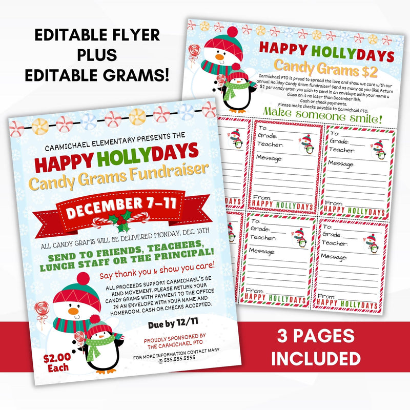 cute holiday candy gram fundraiser flyers