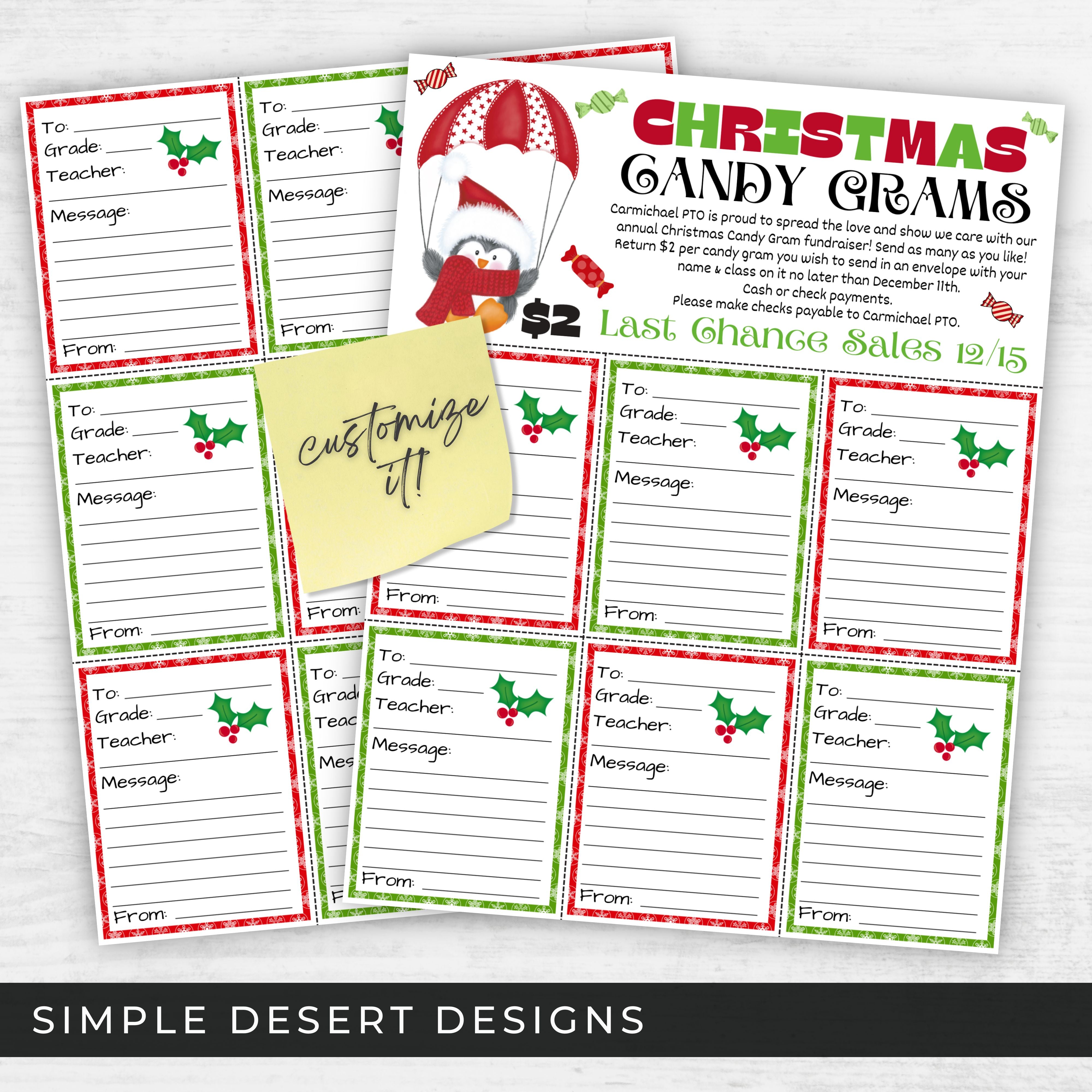 cute penguin theme christmas candy grams for school fundraiser
