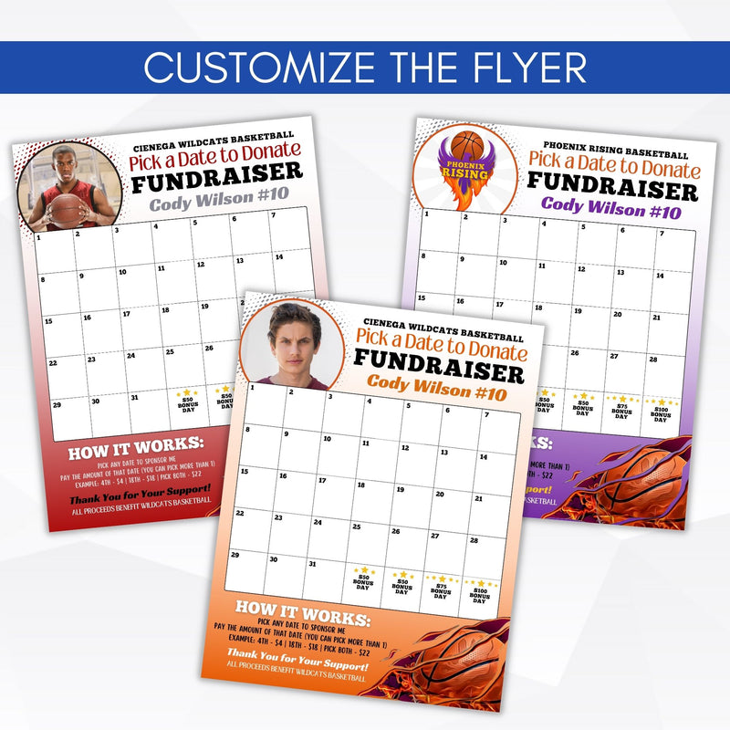 customizable fundraising calendar template basketball