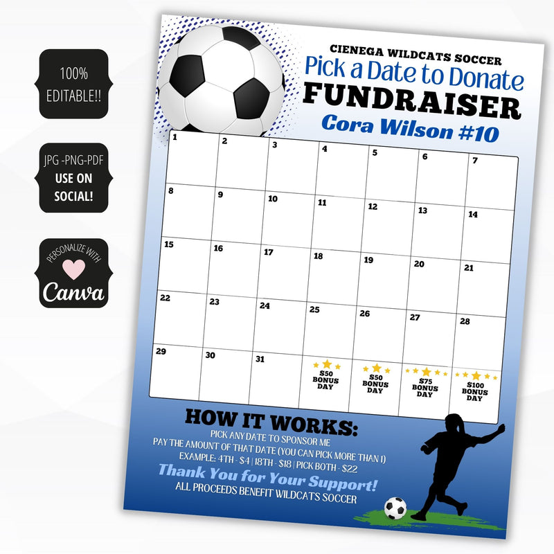 cash calendar fundraiser template