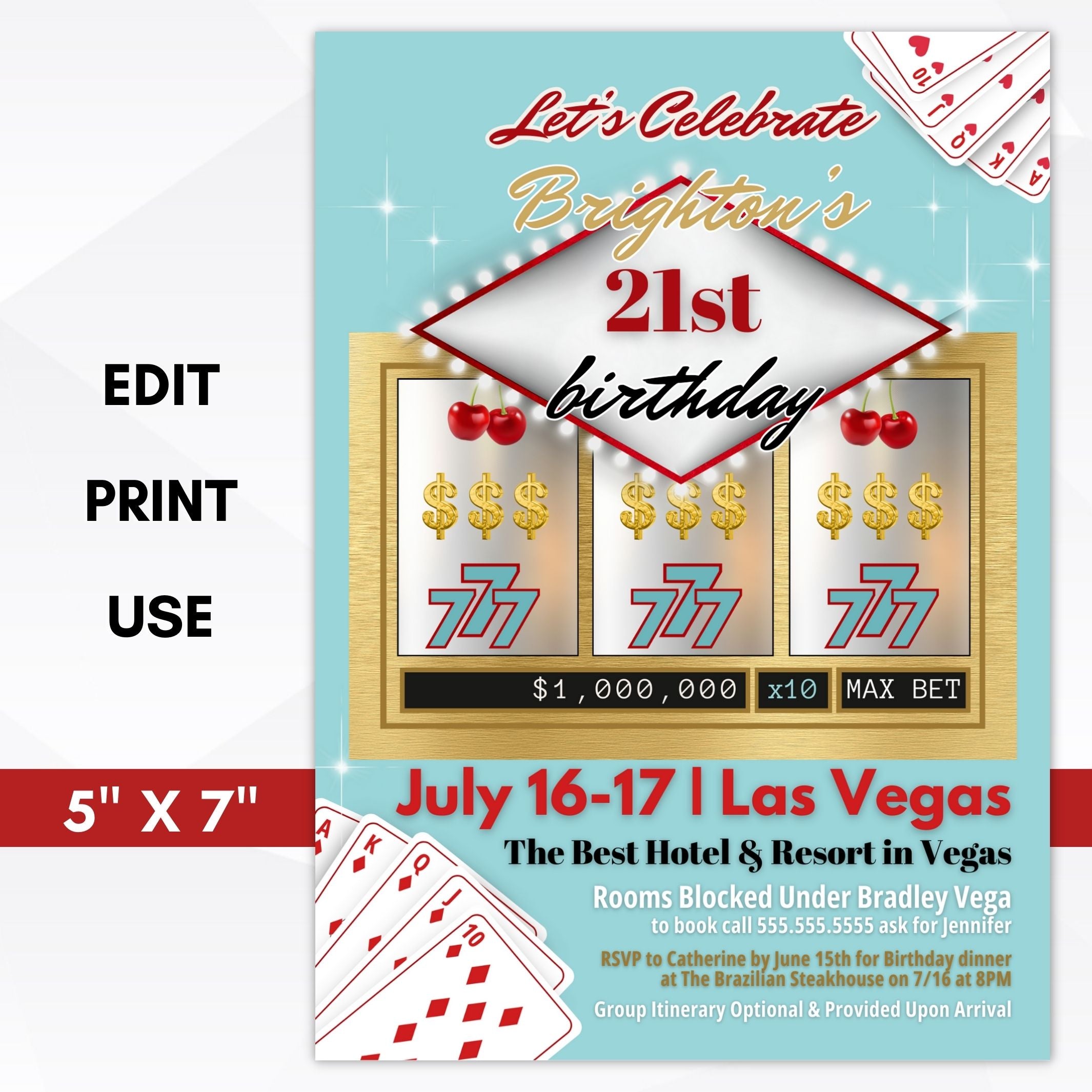 personalized casino birthday party invitations for any milestone party