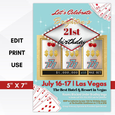 personalized casino birthday party invitations for any milestone party
