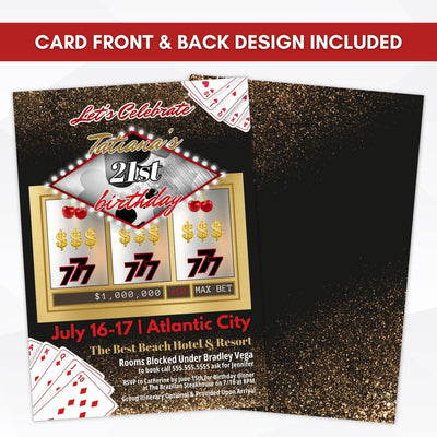 eye catching casino invitation for birthday party or destination event
