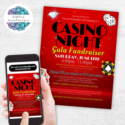 formal red black and gold casino night gala fundraiser flyers