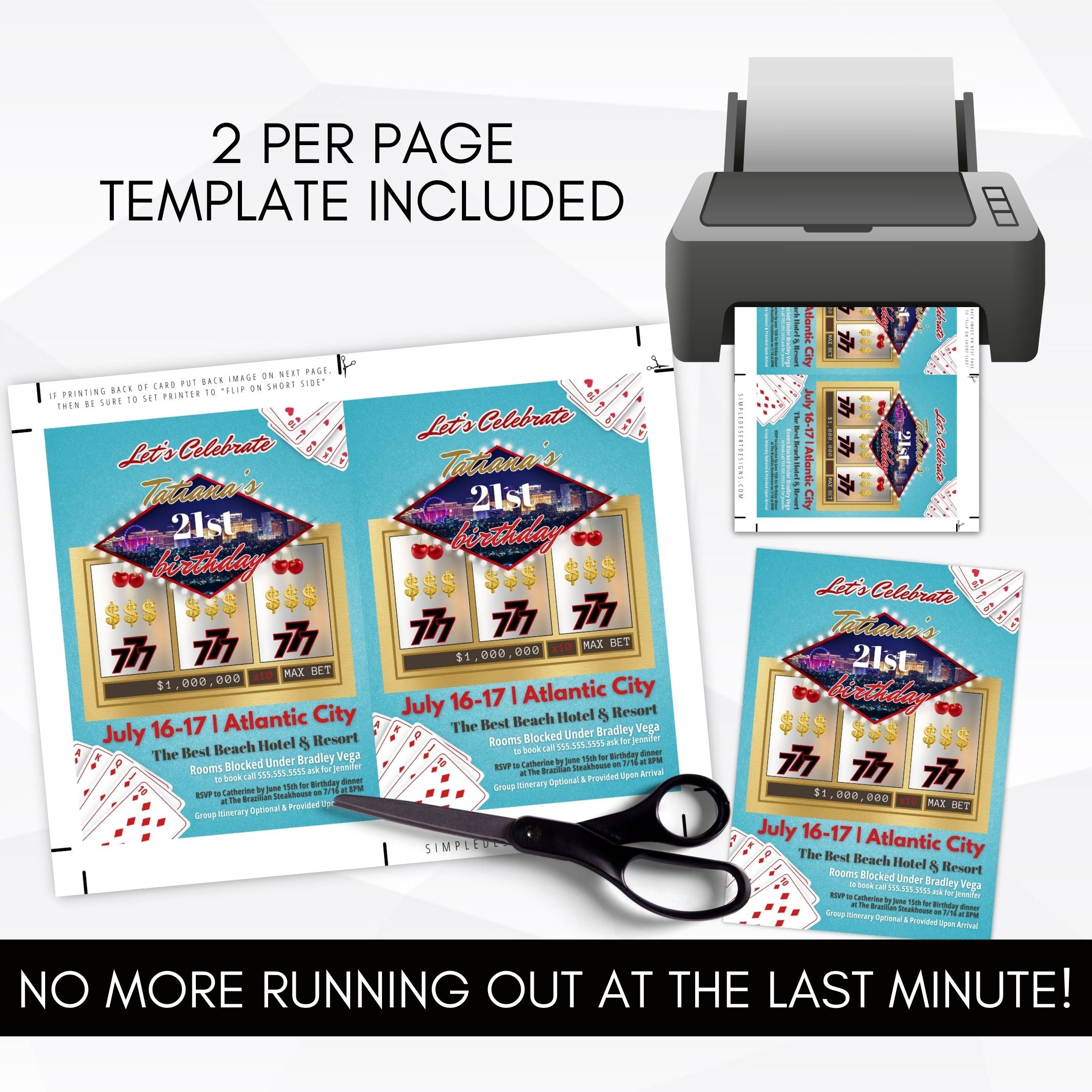 diy casino theme party invitations