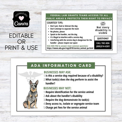 PTSD emotional support dog etiquette card