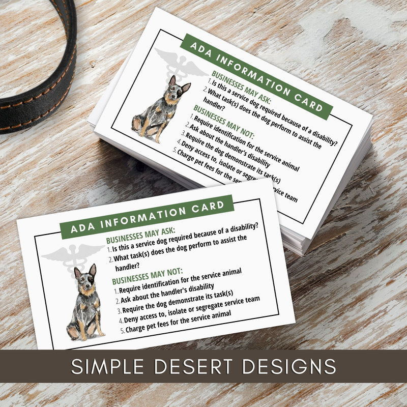 custom ada service cards for cattle dog service dogs