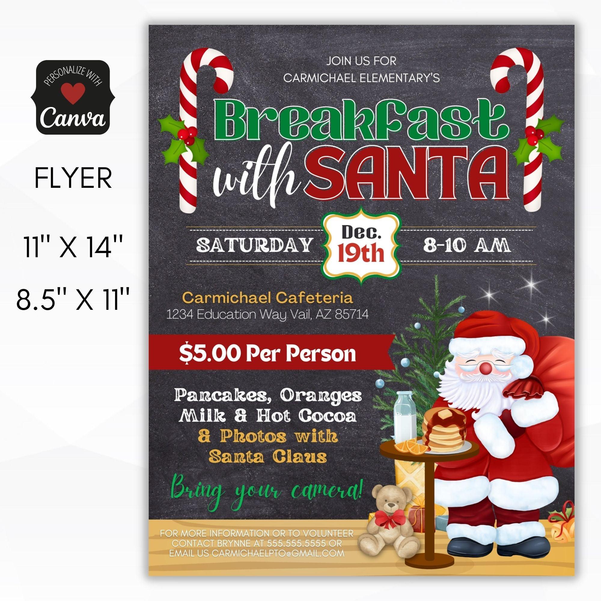 breakfast with santa fundraiser flyer