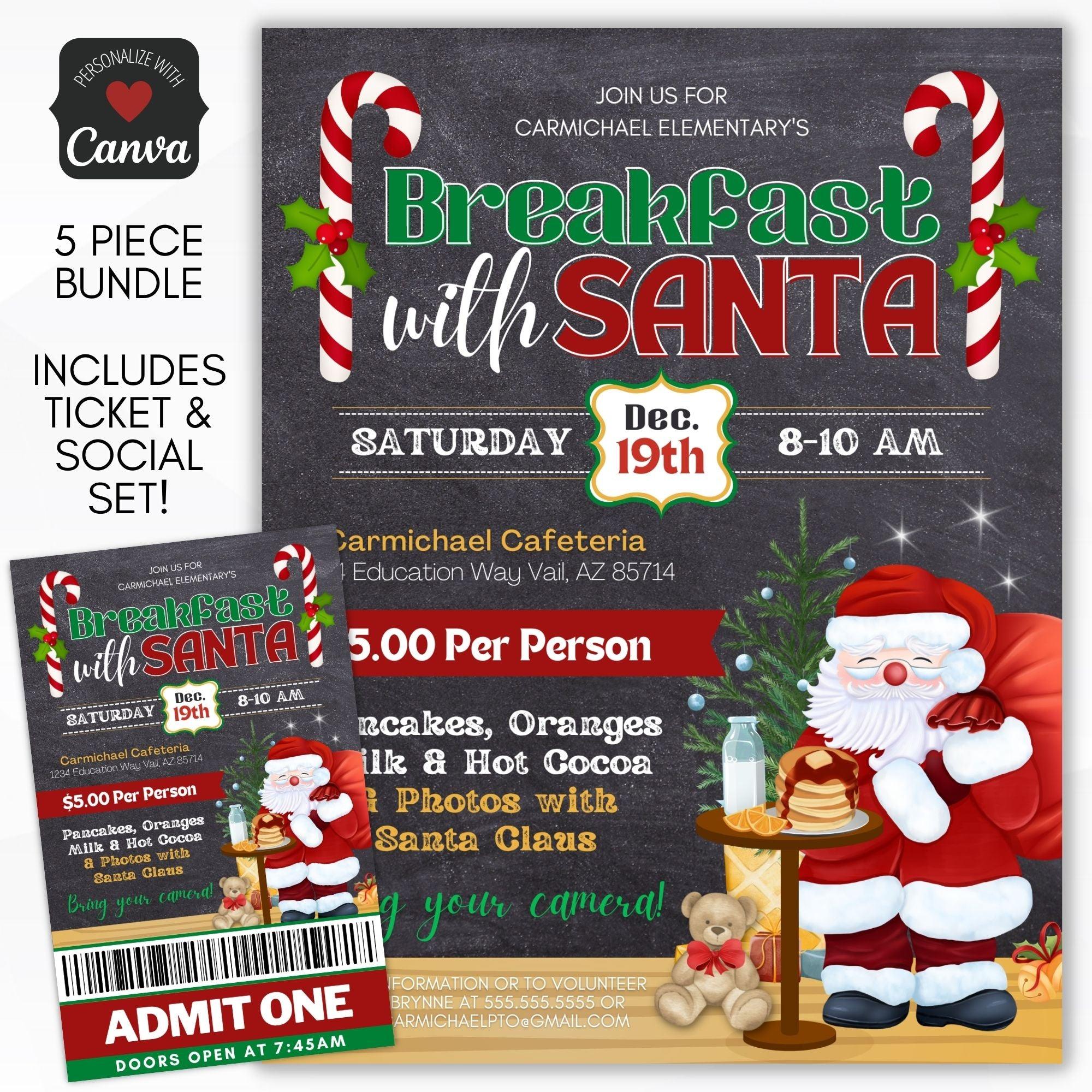 breakfast with santa fundraiser flyer