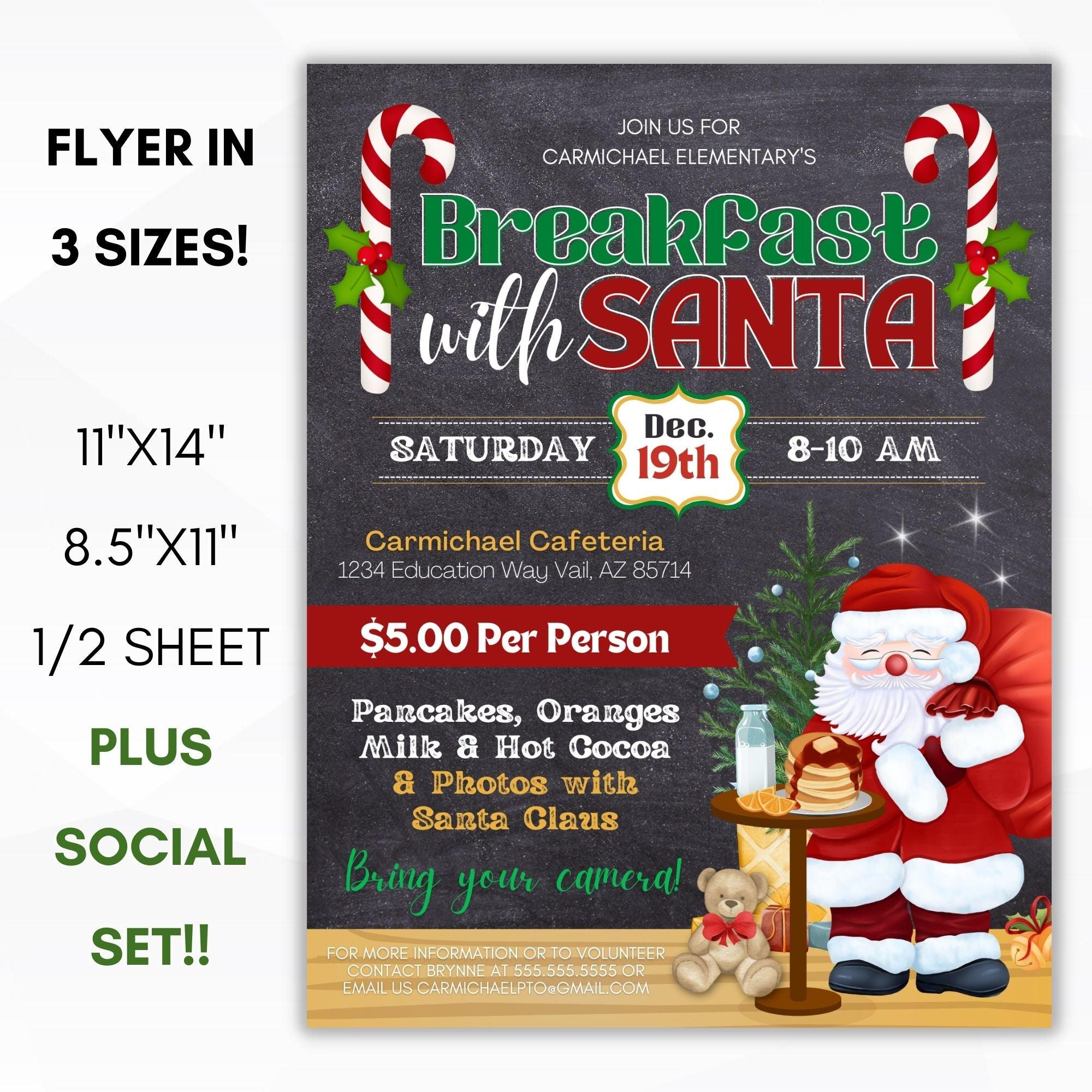 pancakes with santa fundraiser flyer