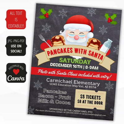 pancakes with santa fundraising flyer