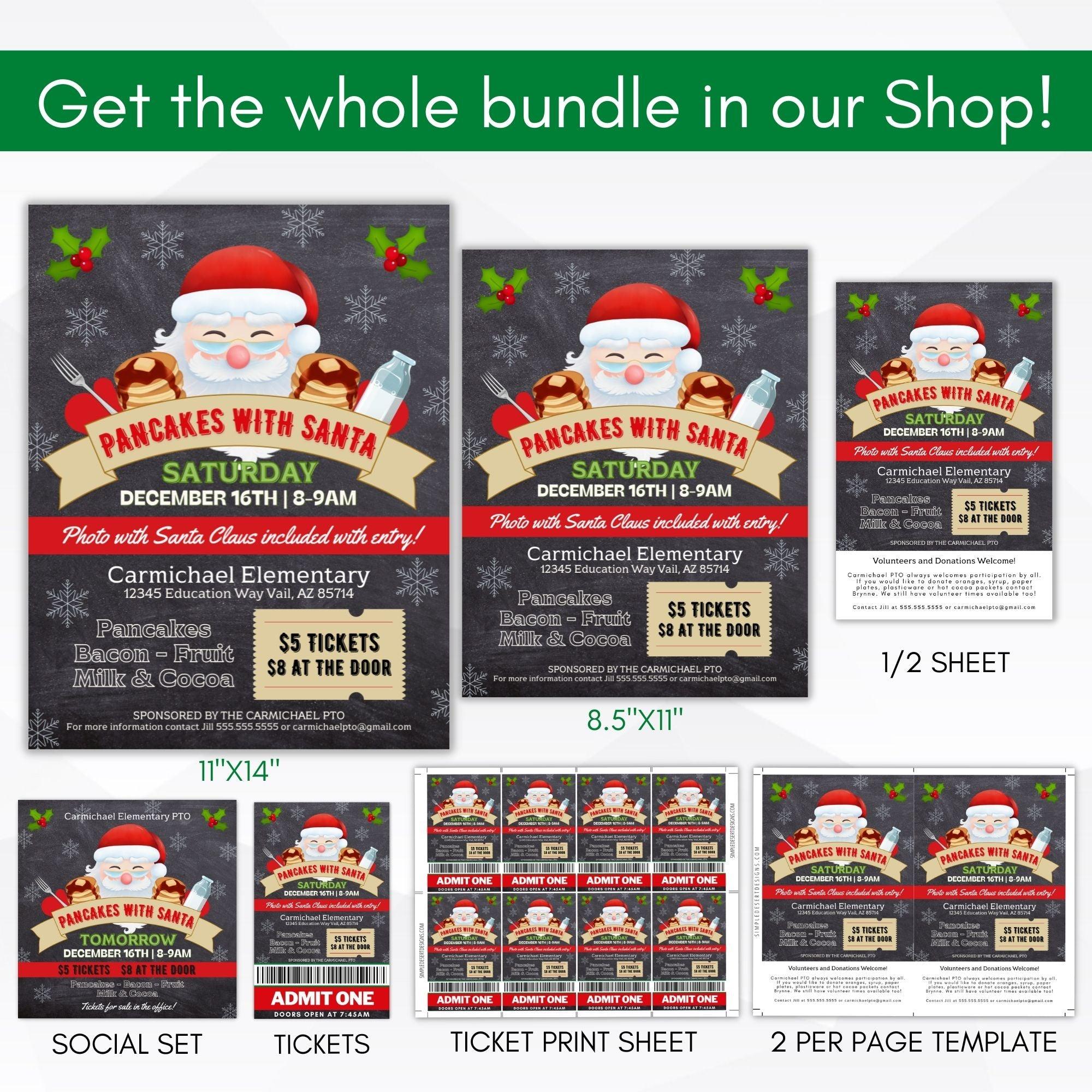 pancakes with santa school party flyer