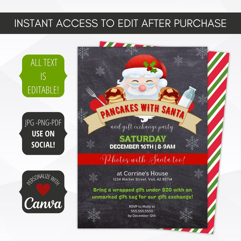 pancakes with santa party invitation