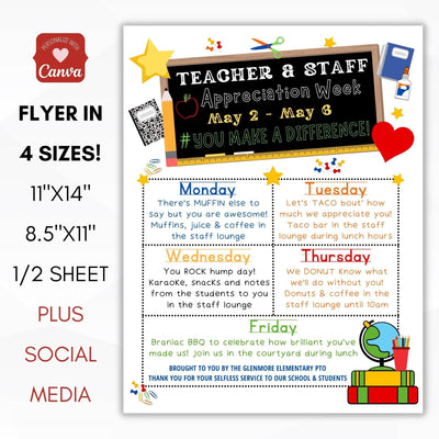 editable teacher appreciation week flyer sign set