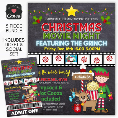 school christmas movie party invitation