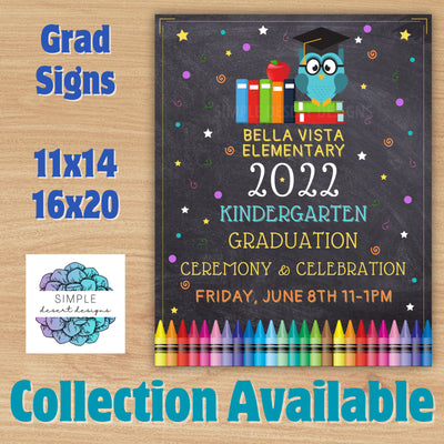 colorful chalkboard theme graduation ceremony sign set for preschool elementary or middle school