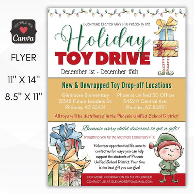 holiday toy drive flyer editable