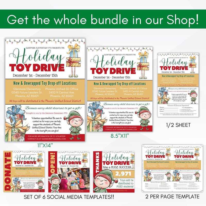 school pto pta toy drive flyer template