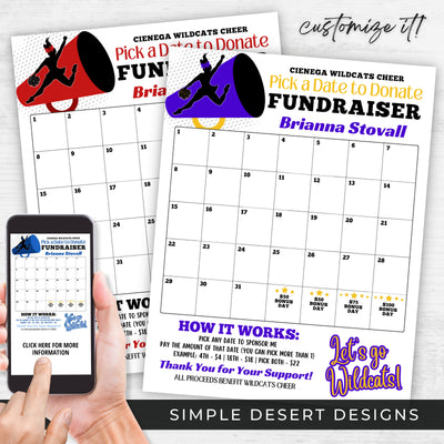 customizable cheer calendar fundraiser template