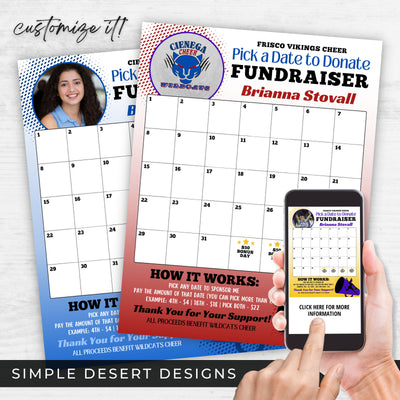 fully customizable cheer calendar fundraiser templates with logo or photo space