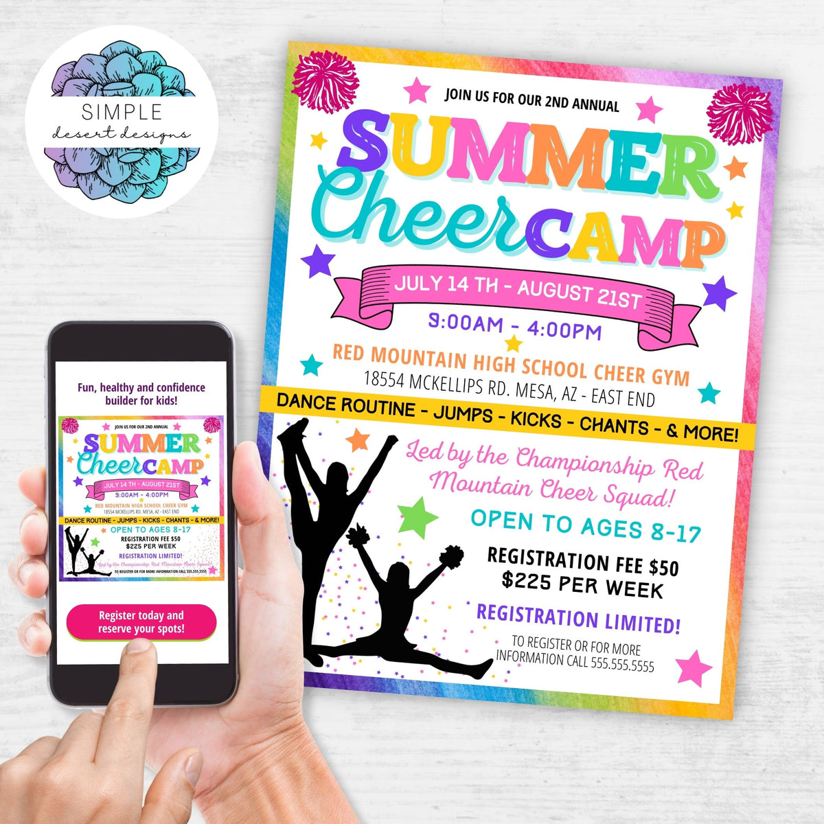 Cheerleading Camp Flyer Template - Simple Desert Designs