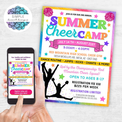 summer cheer camp flyer invitations