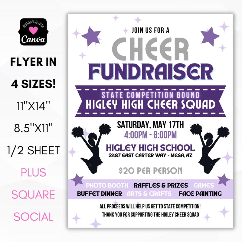 cheer team banquet cheerleading invite for school athletic fundraising event