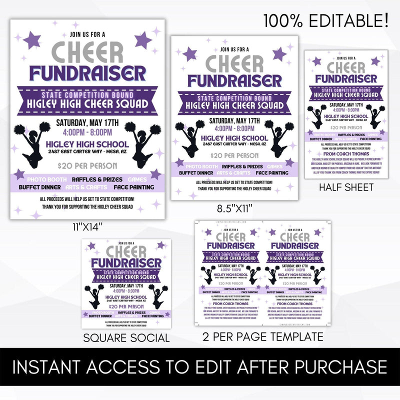 cheer charity fundraiser party flyer bundle