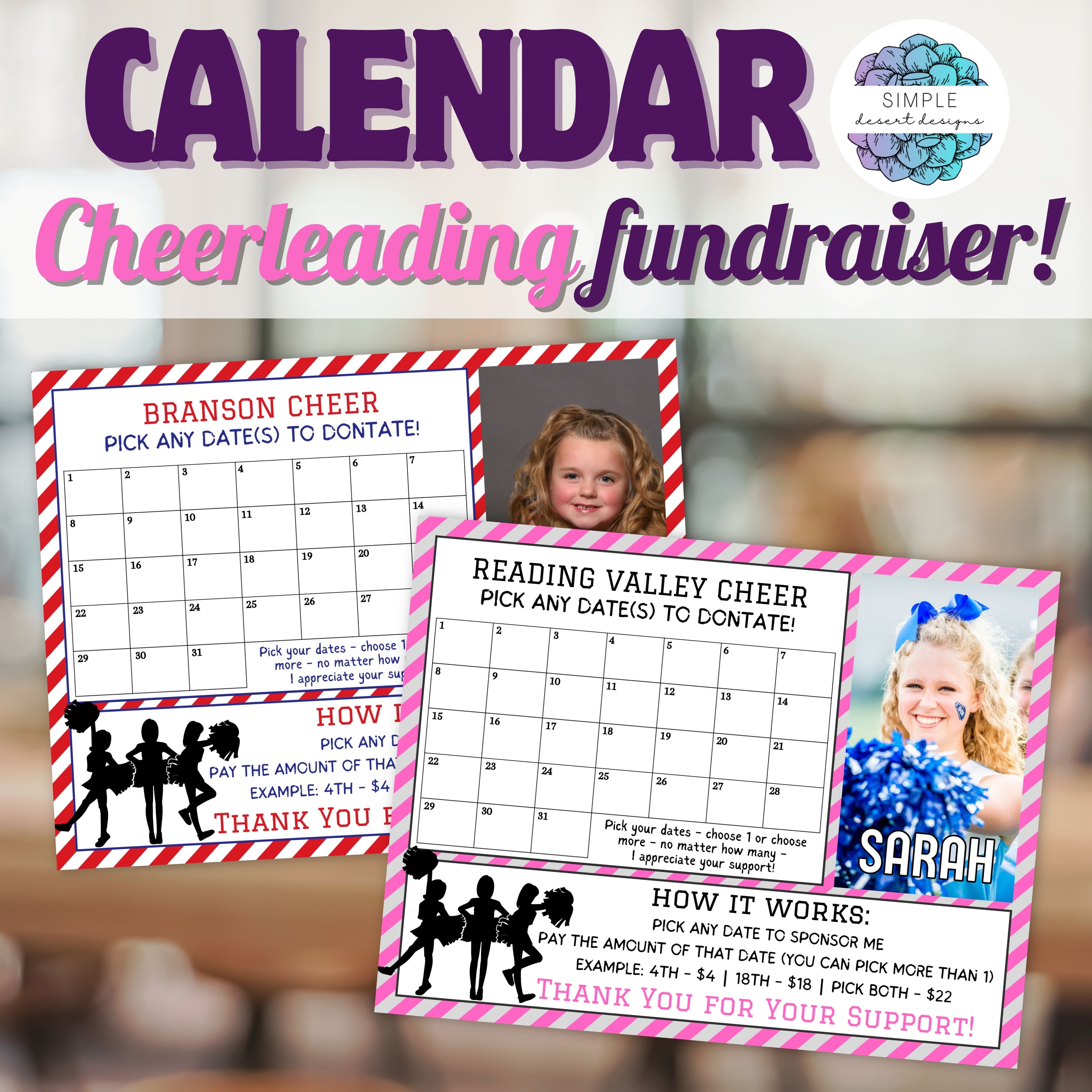 Premium Cheer Cash Calendar Fundraiser – Simple Desert Designs