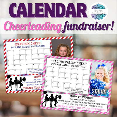 customizable cheerleader picka a donate calendar fundraiser template with photo space