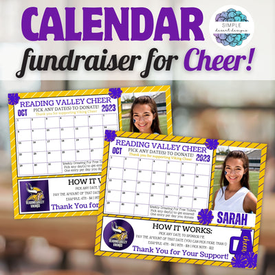 customizable calendar fundraiser template for cheer with photo and logo space